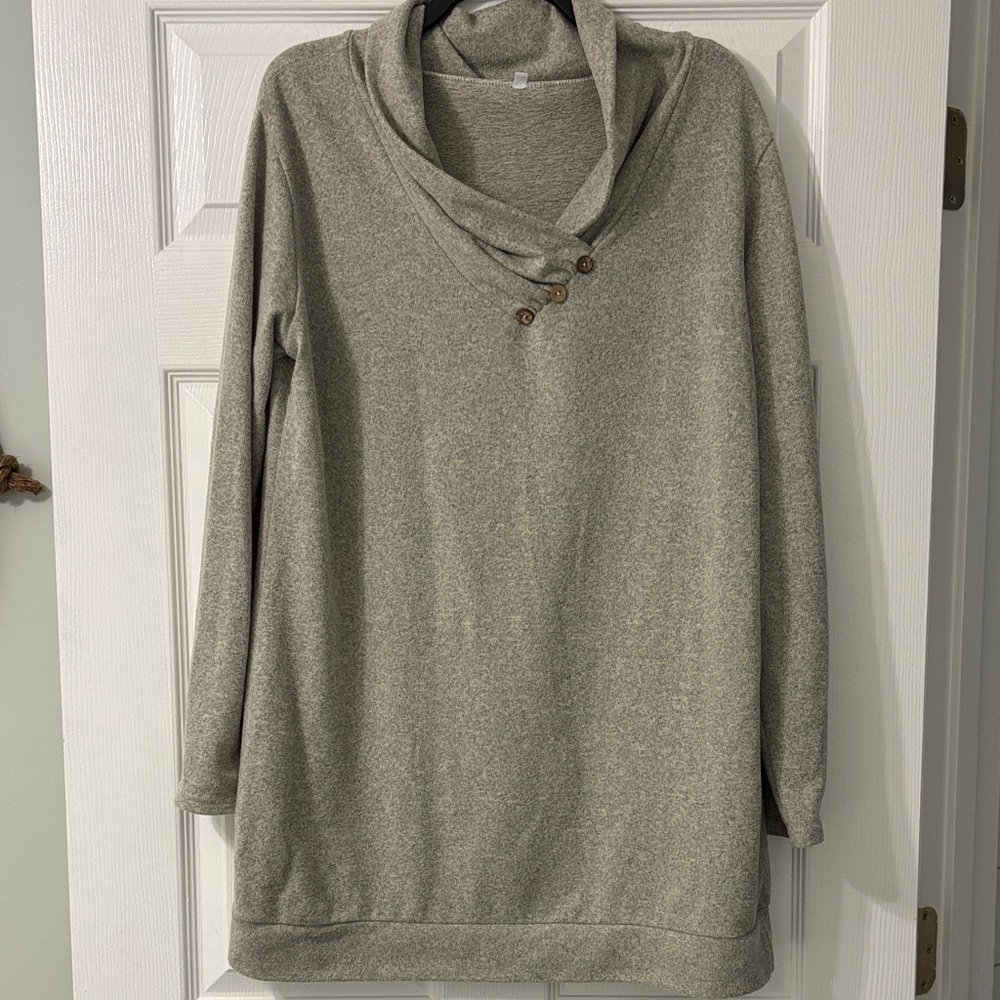 Cozy Light Dusty Green Gray Women's Sweater